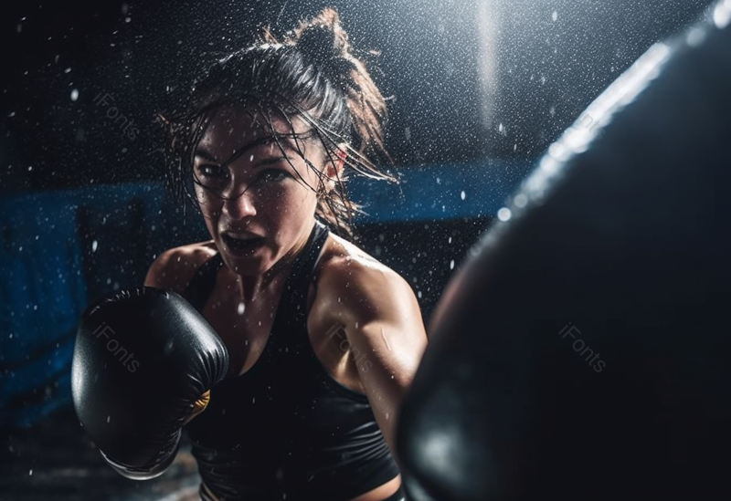 定格拍摄女性拳击力量汗水特写,高清,摄影图,摄影图片,图片大全,摄影图免费下载